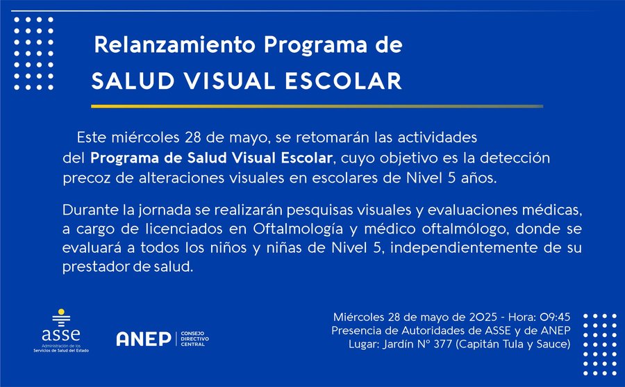 Se retoma el Programa Nacional de Salud Visual Escolar